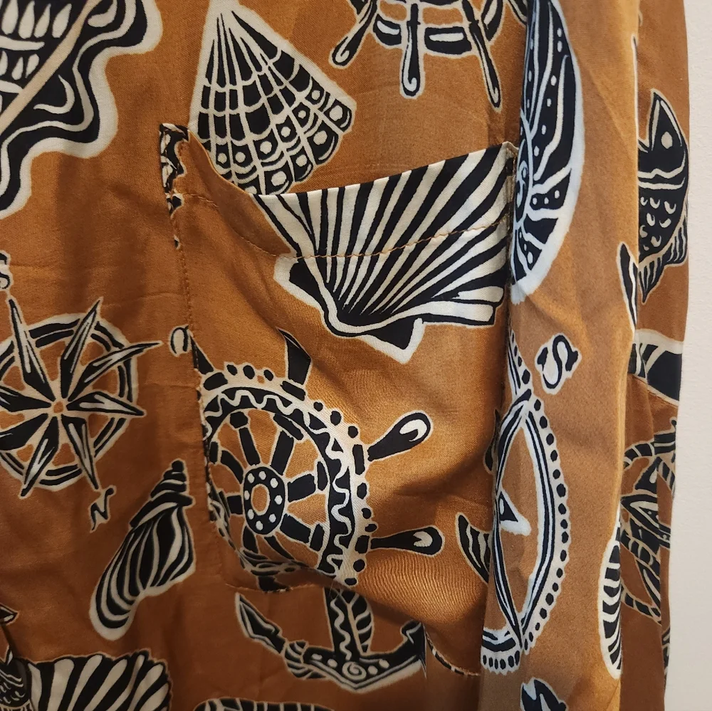 Brown Patterned Button-Up Shirt Dress - Picture 5 of 8